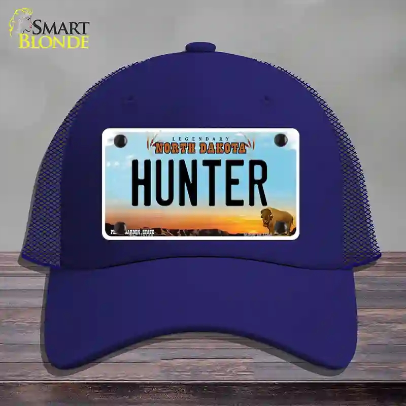 HAT18-MLP-10728 Hunter North Dakota Novelty License Plate Hat, Mesh - Royal Blue