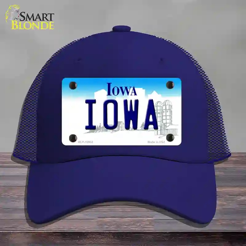 HAT18-MLP-10934 Iowa State Novelty License Plate Hat, Mesh - Royal Blue