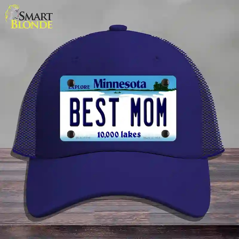 HAT18-MLP-11079 Best Mom Minnesota State Novelty License Plate Hat, Mesh - Royal Blue