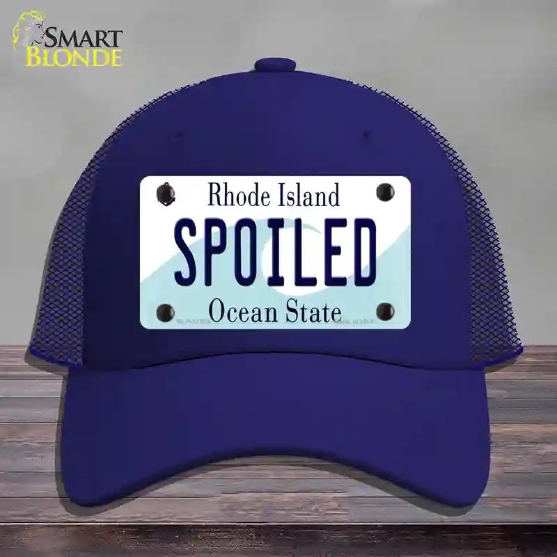 HAT18-MLP-11204 Spoiled Rhode Island State Novelty License Plate Hat, Mesh - Royal Blue