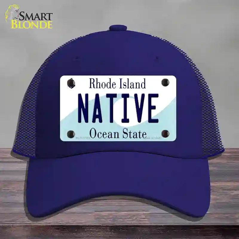 HAT18-MLP-11214 Native Rhode Island State Novelty License Plate Hat, Mesh - Royal Blue