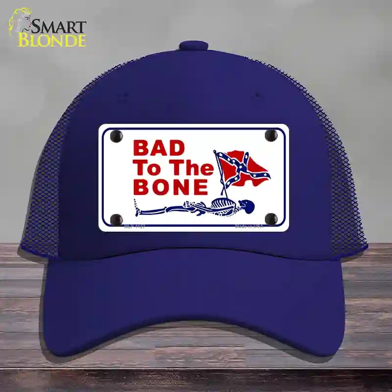 HAT18-MLP-1127 Bad to the Bone Novelty License Plate Hat, Mesh - Royal Blue