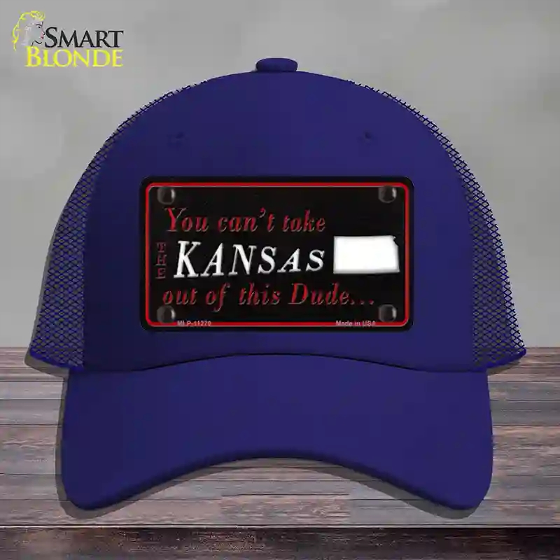 HAT18-MLP-11270 Kansas Dude Novelty License Plate Hat, Mesh - Royal Blue
