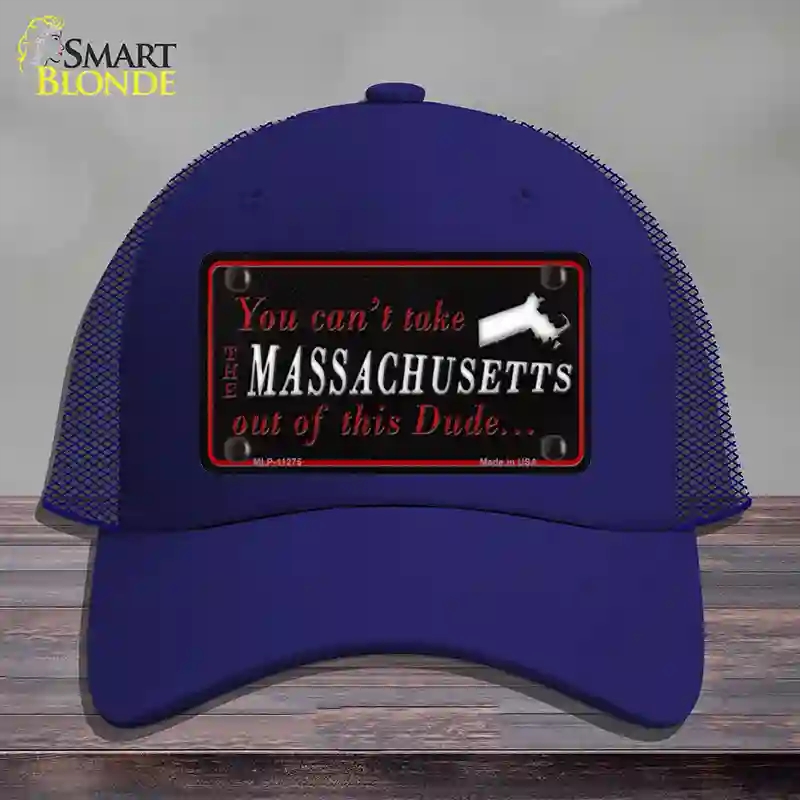 HAT18-MLP-11275 Massachusetts Dude Novelty License Plate Hat, Mesh - Royal Blue