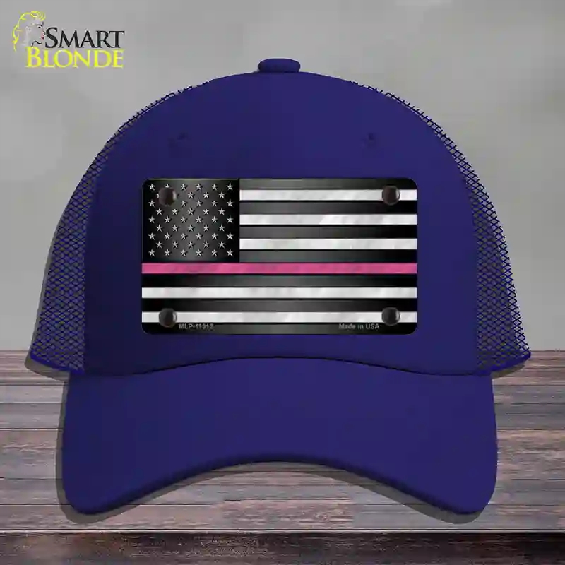 HAT18-MLP-11312 Thin Pink Line Novelty License Plate Hat, Mesh - Royal Blue