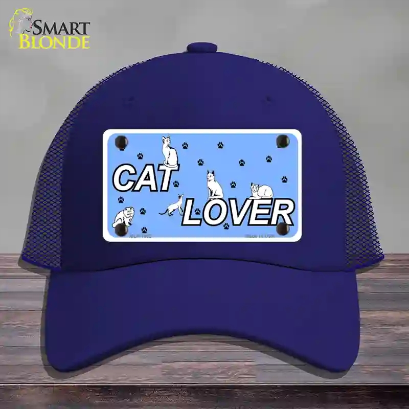 HAT18-MLP-1162 Cat Lover Novelty License Plate Hat, Mesh - Royal Blue