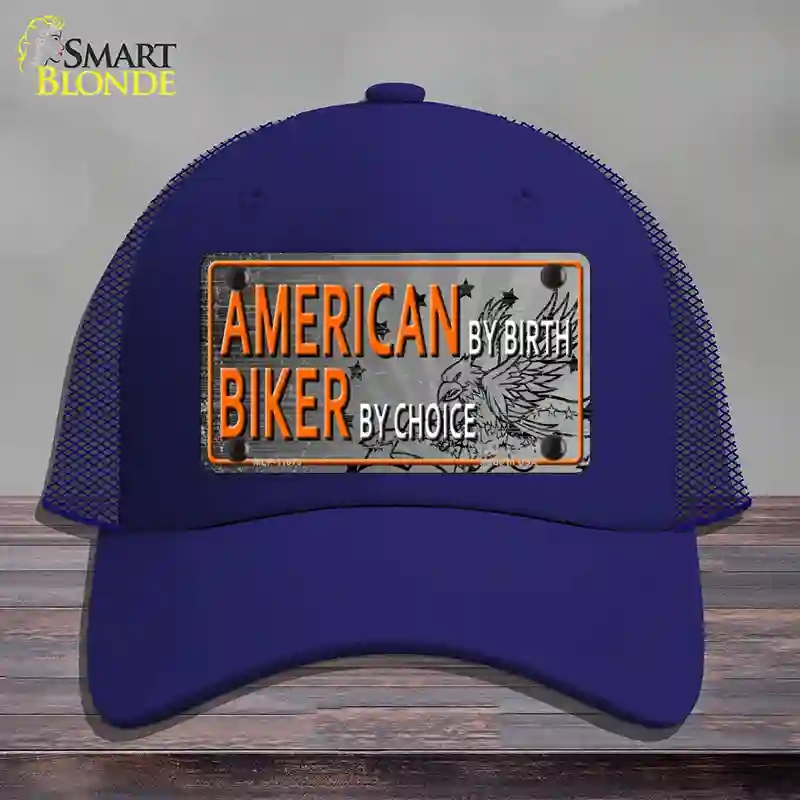 HAT18-MLP-11673 American Biker Novelty License Plate Hat, Mesh - Royal Blue