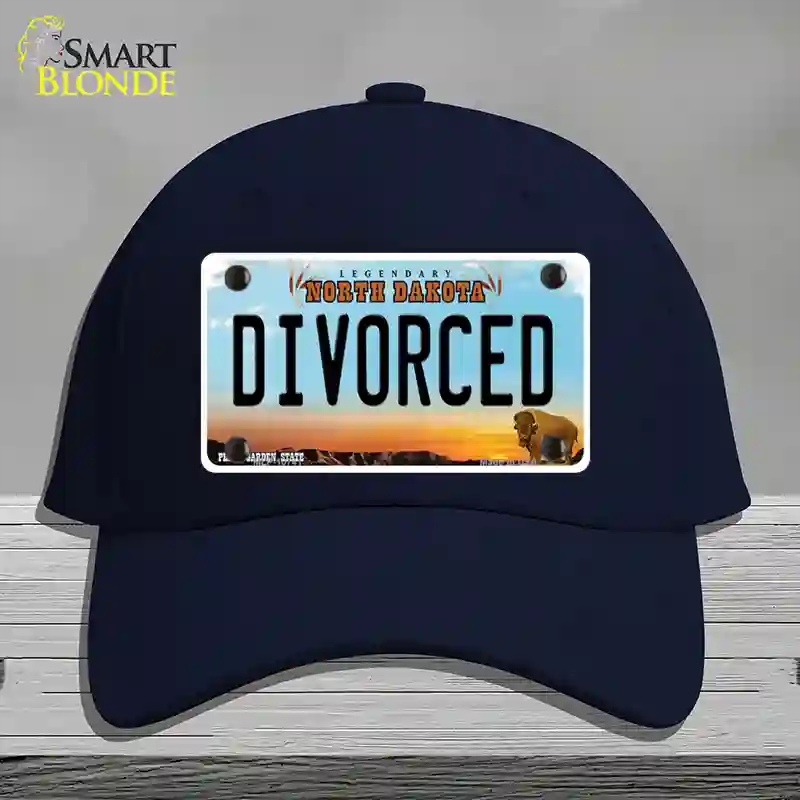 HAT20-MLP-10741 Divorced North Dakota Novelty License Plate Hat, Cotton - Navy