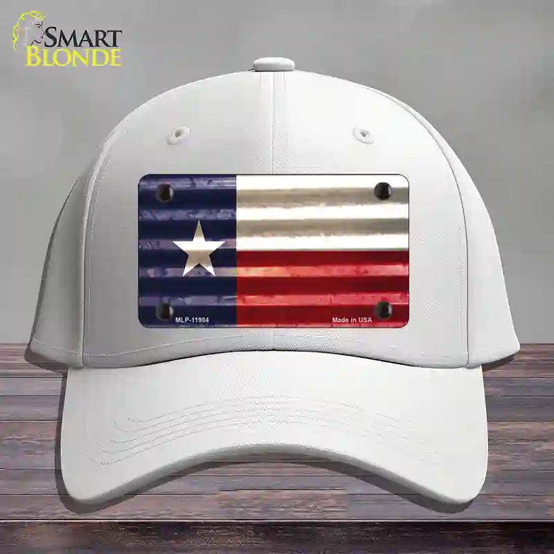 HAT21-MLP-11984 Texas Corrugated Flag Novelty License Plate Hat, Cotton - White