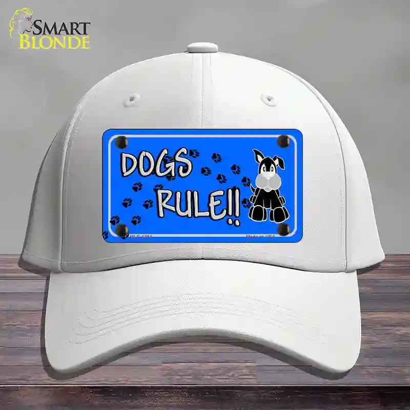 HAT21-MLP-1204 Dogs Rule Novelty License Plate Hat Tag, Cotton - White