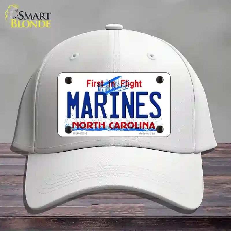 HAT21-MLP-12092 Marines North Carolina State Novelty License Plate Hat, Cotton - White