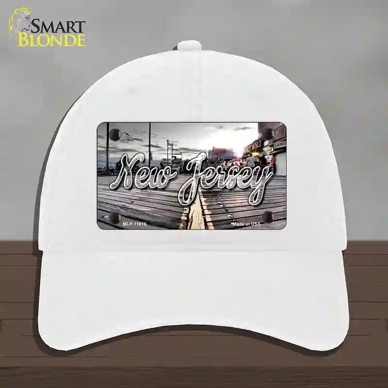 HAT14-MLP-11616   Jersey Boardwalk State Novelty License Plate Hat, Unconstructed Cotton - White