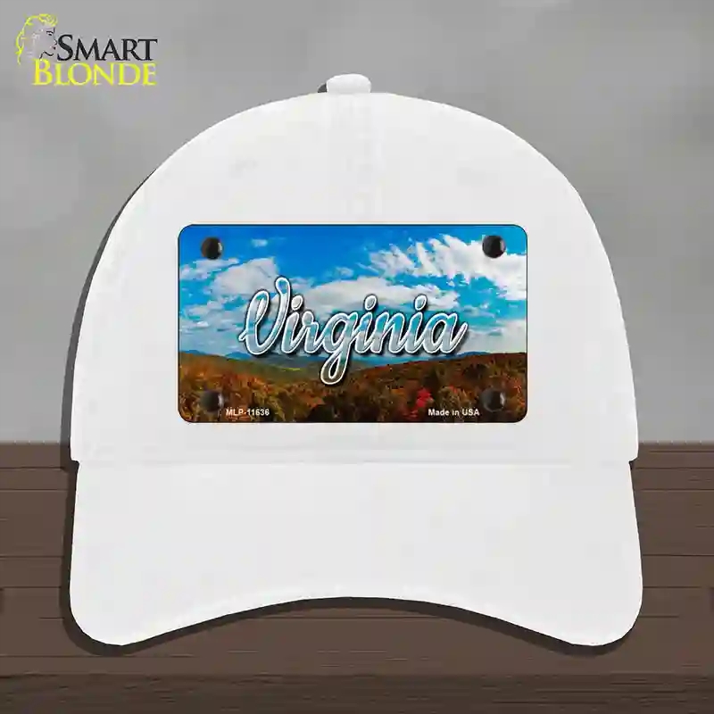 HAT14-MLP-11636 Virginia Mountain Range State Novelty License Plate Hat, Unconstructed Cotton - White