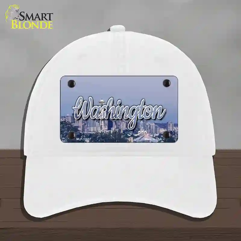 HAT14-MLP-11637 Washington Space Needle State Novelty License Plate Hat, Unconstructed Cotton - White