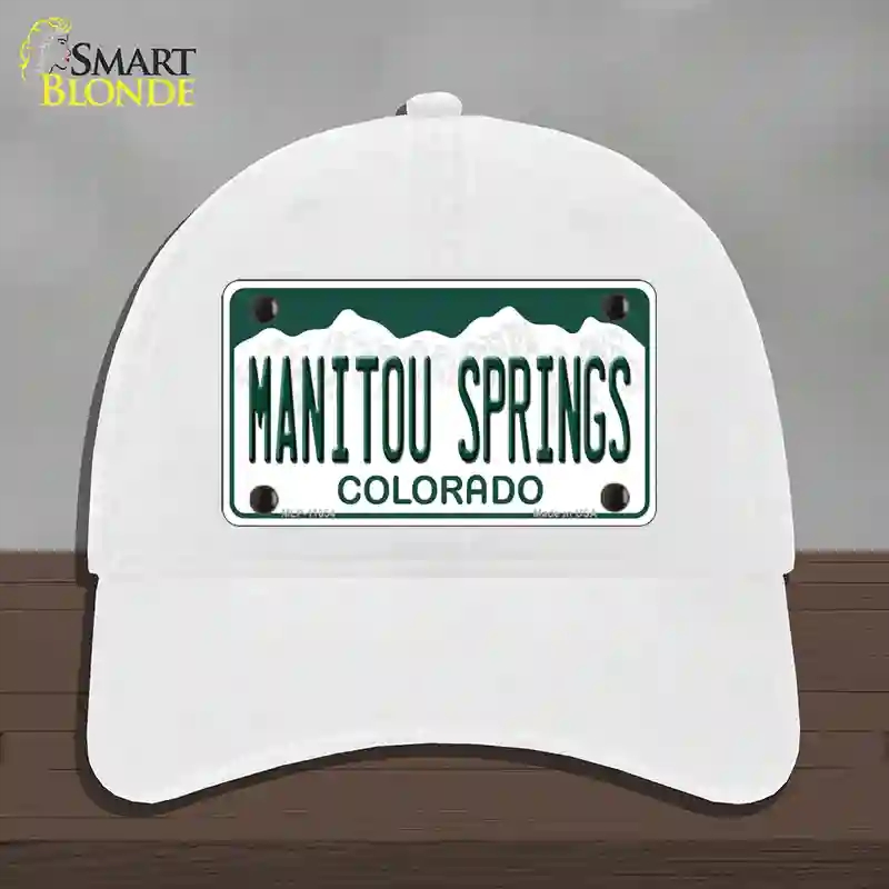 HAT14-MLP-11654 Manitou Springs Colorado Novelty License Plate Hat, Unconstructed Cotton - White