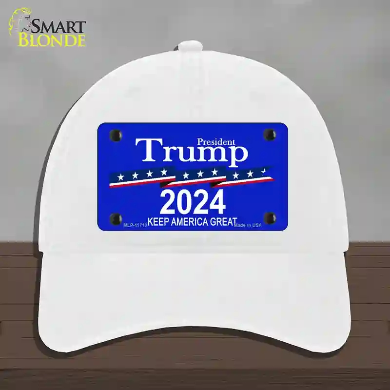 HAT14-MLP-11710 President Trump 2024 Novelty License Plate Hat, Unconstructed Cotton - White