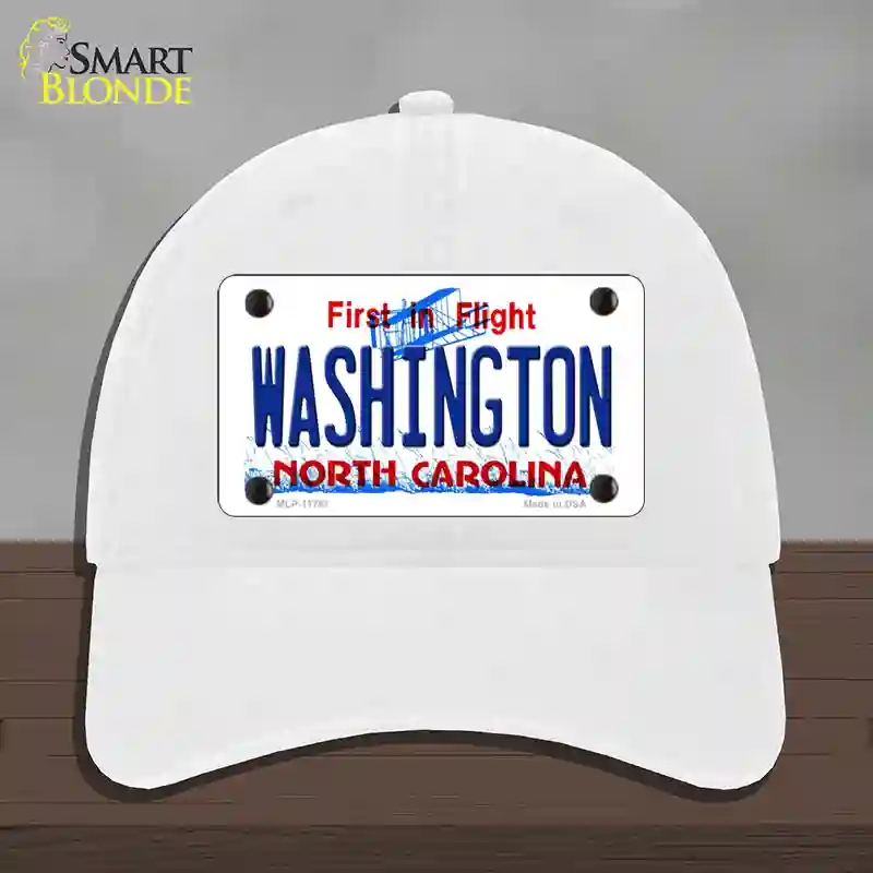 HAT14-MLP-11747 Washington North Carolina State Novelty License Plate Hat, Unconstructed Cotton - White