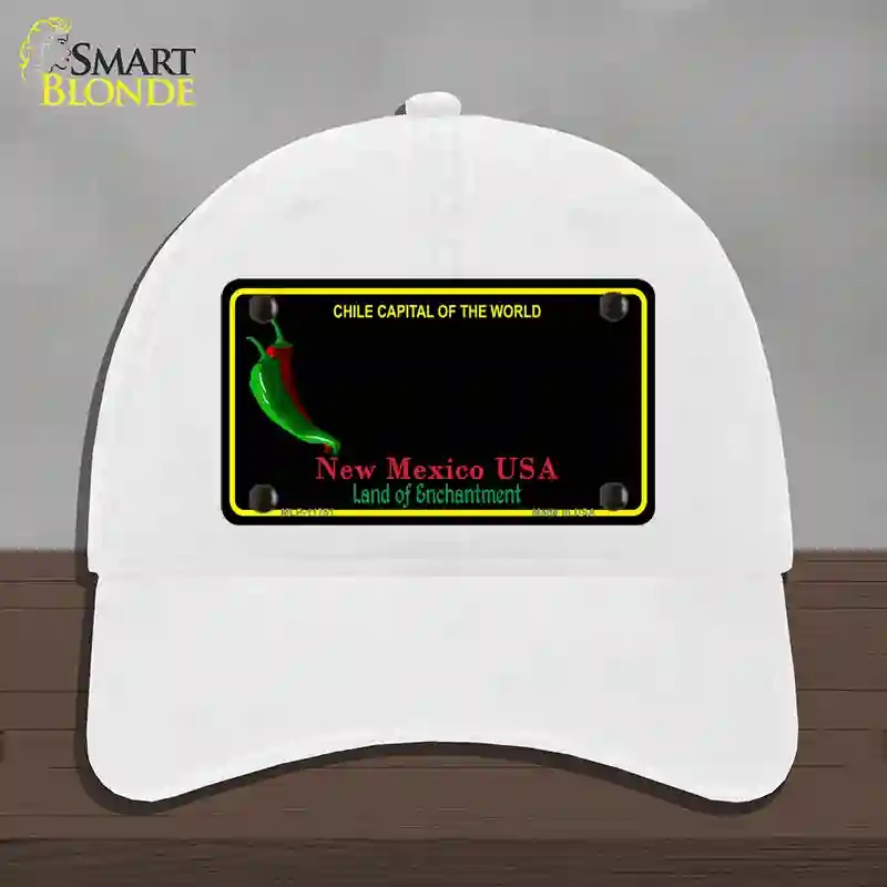 HAT14-MLP-11751   Mexico Blank Black State Novelty License Plate Hat, Unconstructed Cotton - White