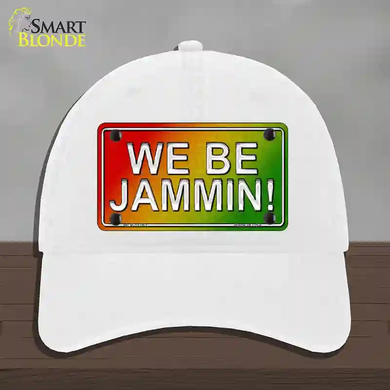 HAT14-MLP-11763 We Be Jamming Rasta Novelty License Plate Hat, Unconstructed Cotton - White
