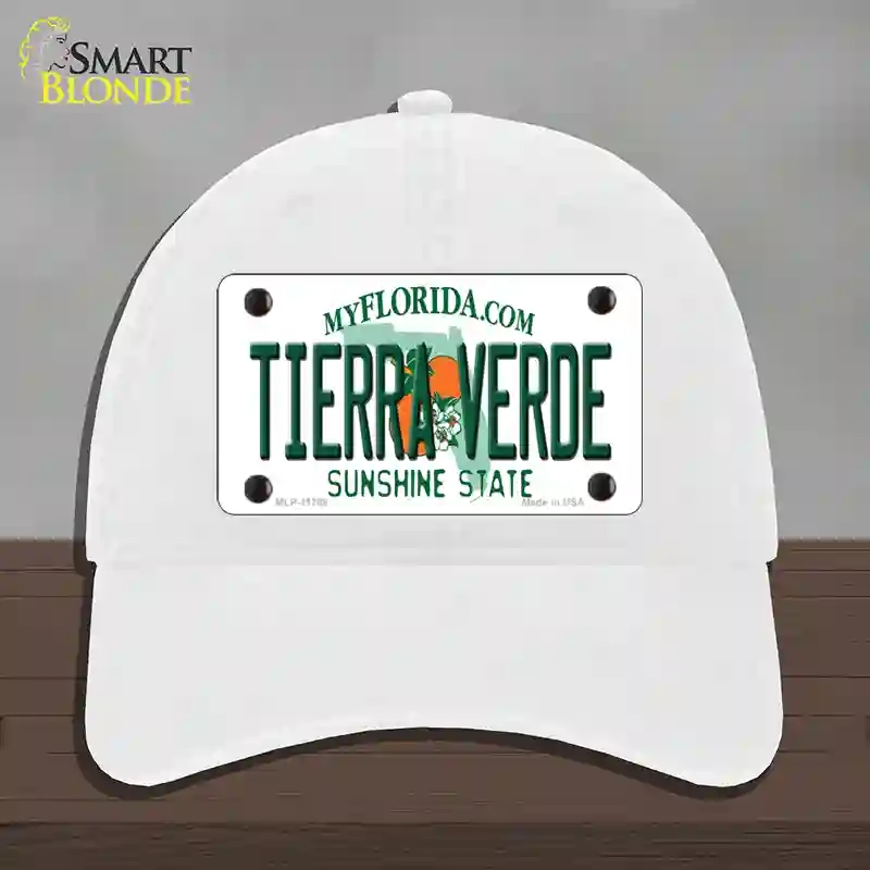 HAT14-MLP-11768 Tierra Verde Florida Novelty License Plate Hat, Unconstructed Cotton - White
