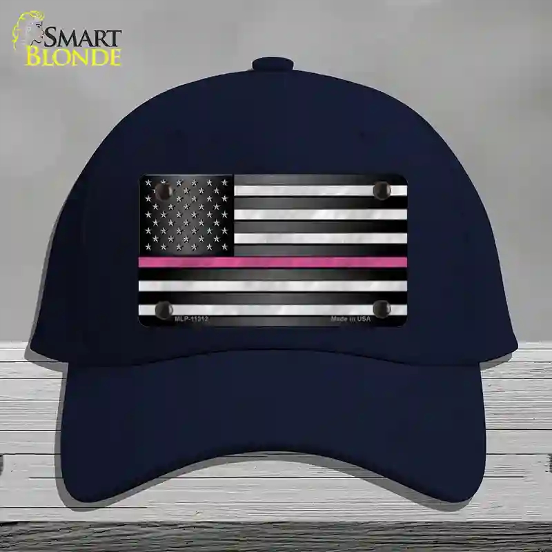 HAT20-MLP-11312 Thin Pink Line Novelty License Plate Hat, Cotton - Navy