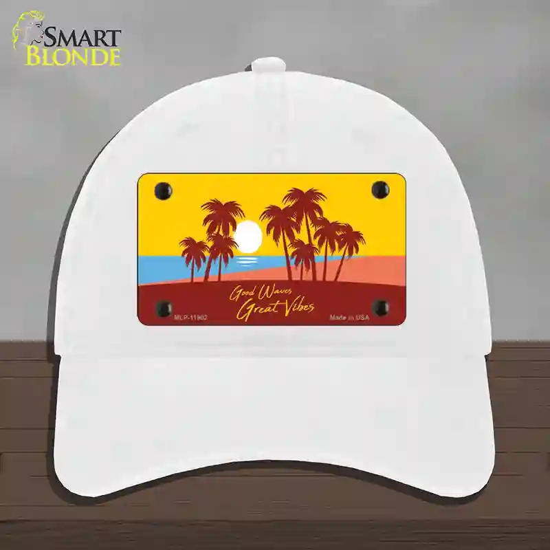 HAT14-MLP-11902 Good Waves Great Novelty License Plate Hat, Unconstructed Cotton - White