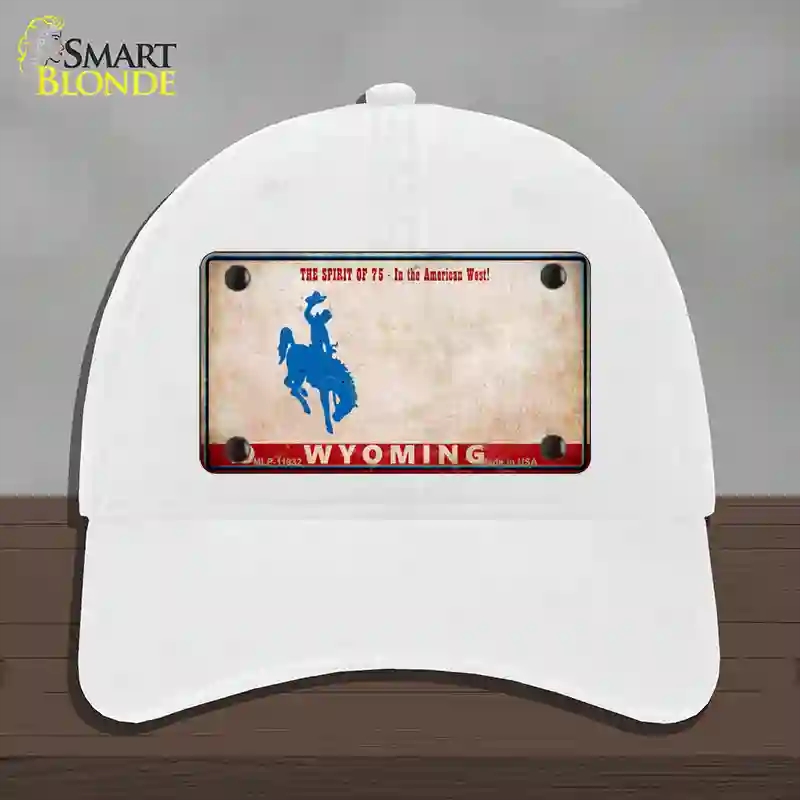 HAT14-MLP-11932 Wyoming Rusty Novelty License Plate Hat, Unconstructed Cotton - White