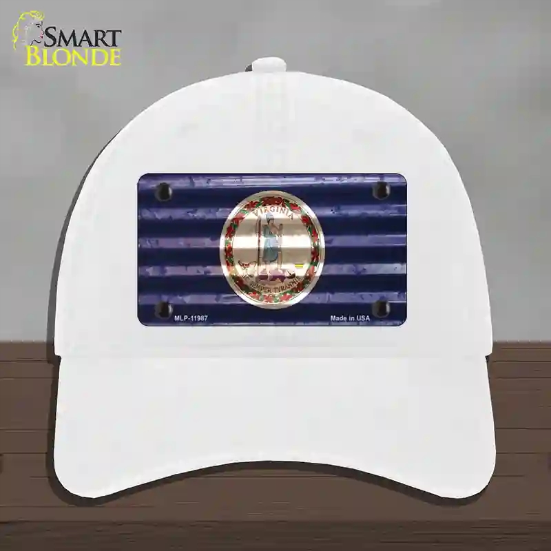 HAT14-MLP-11987 Virginia Corrugated Flag Novelty License Plate Hat, Unconstructed Cotton - White