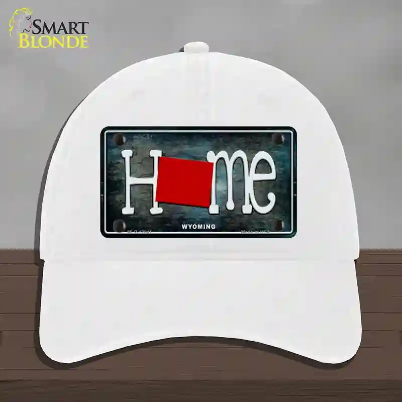 HAT14-MLP-12041 Wyoming Home State Outline Novelty License Plate Hat, Unconstructed Cotton - White