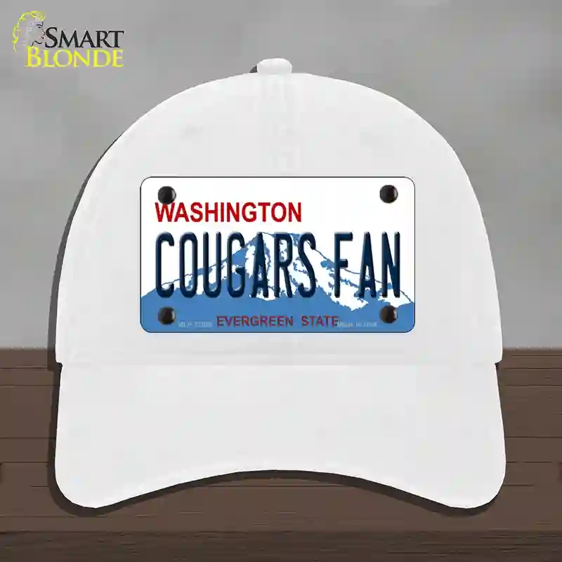 HAT14-MLP-12058 Washington Cougars Fan Novelty License Plate Hat, Unconstructed Cotton - White
