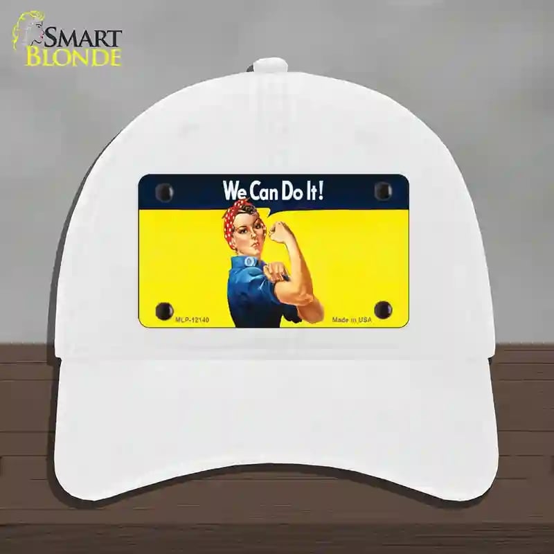 HAT14-MLP-12140 We Can Do It Novelty License Plate Hat, Unconstructed Cotton - White