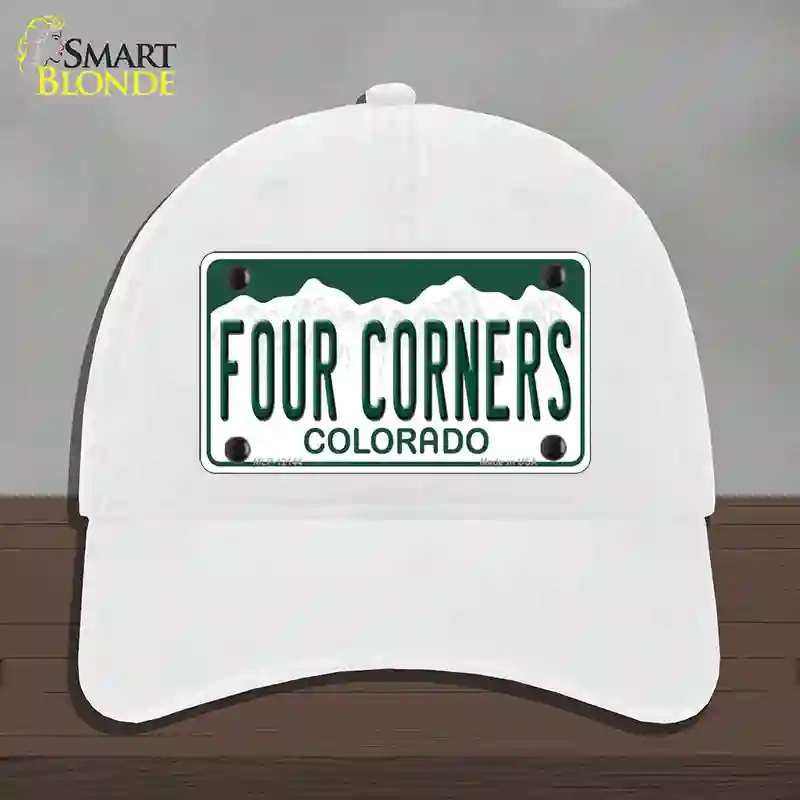 HAT14-MLP-12144 Four Corners Colorado Novelty License Plate Hat, Unconstructed Cotton - White