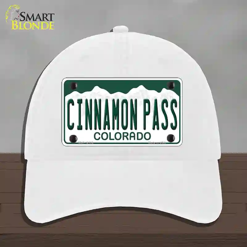 HAT14-MLP-12150 Cinnamon Pass Colorado Novelty License Plate Hat, Unconstructed Cotton - White