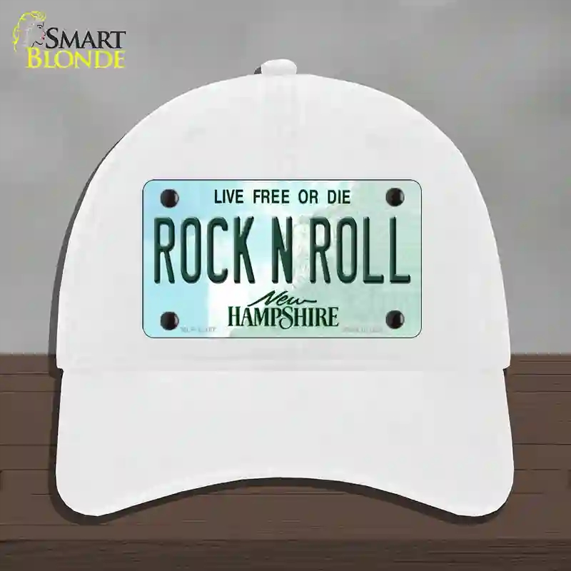 HAT14-MLP-12167 Rock N Roll   Hampshire Novelty License Plate Hat, Unconstructed Cotton - White