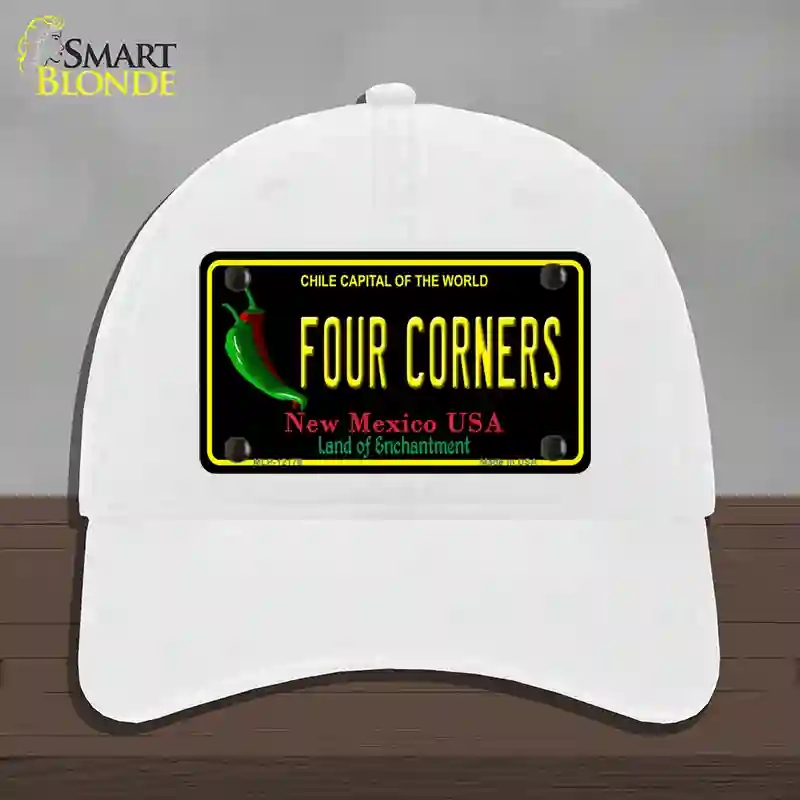 HAT14-MLP-12178 Four Corners   Mexico Black Novelty License Plate Hat, Unconstructed Cotton - White