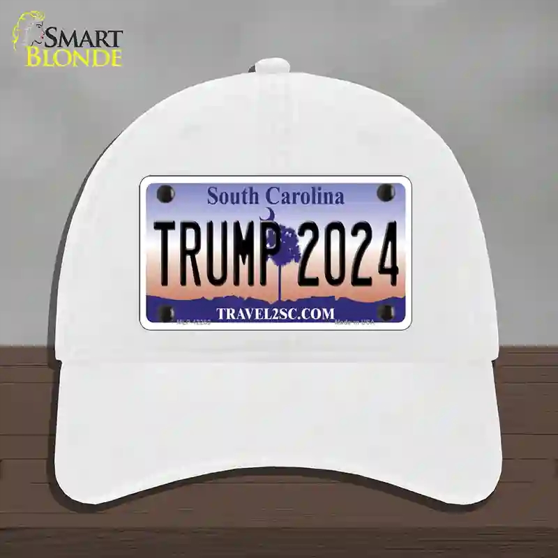 HAT14-MLP-12253 Trump 2024 South Carolina Novelty License Plate Hat, Unconstructed Cotton - White