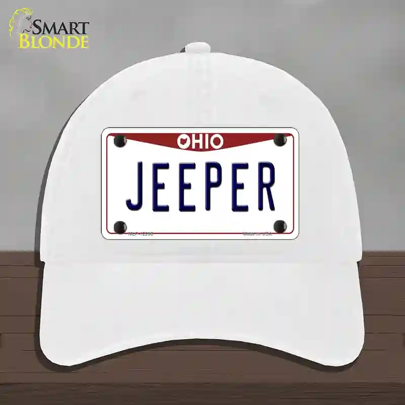 HAT14-MLP-12285 Ohio Jeeper Novelty License Plate Hat, Unconstructed Cotton - White