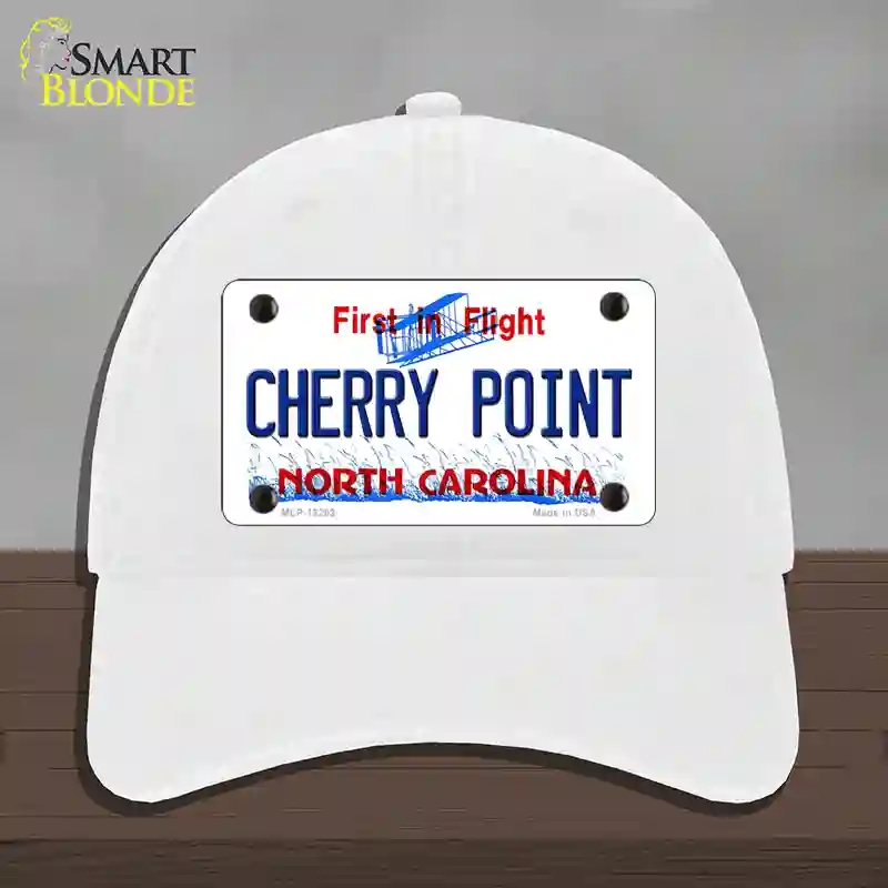 HAT14-MLP-12293 North Carolina Cherry Point Novelty License Plate Hat, Unconstructed Cotton - White