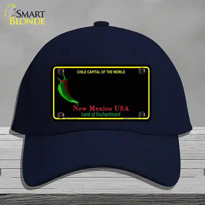 HAT20-MLP-11751   Mexico Blank Black State Novelty License Plate Hat, Cotton - Navy