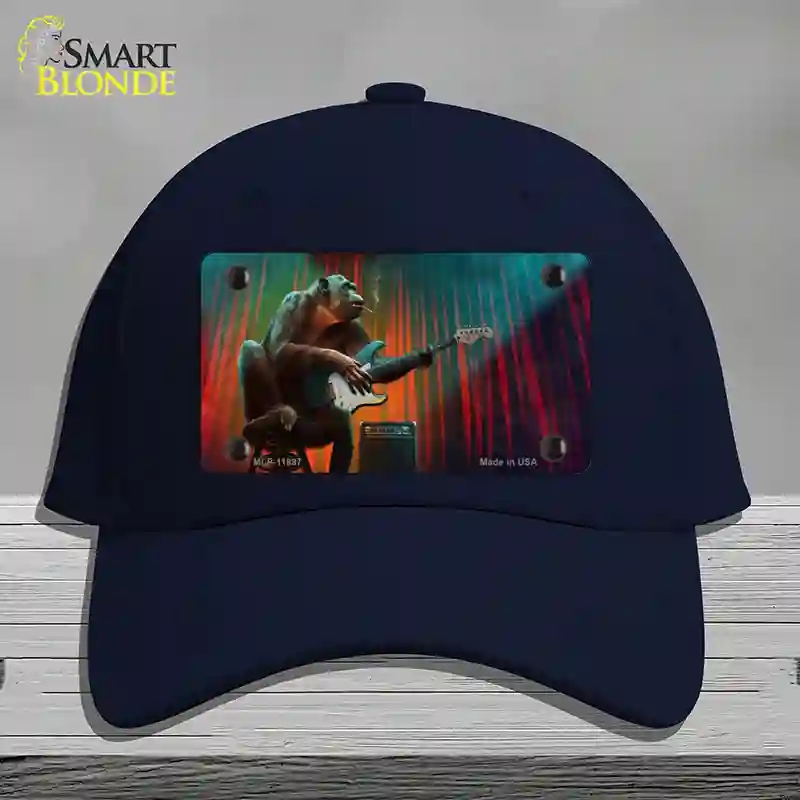 HAT20-MLP-11897 Monkey with Guitar Novelty License Plate Hat, Cotton - Navy