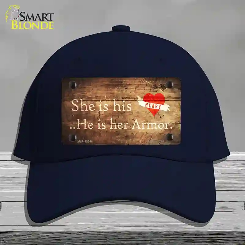 HAT20-MLP-12046 His Heart Her Armor Novelty License Plate Hat, Cotton - Navy