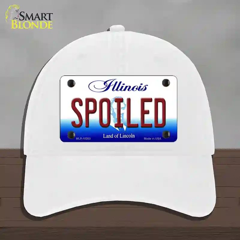 HAT14-MLP-10303 Spoiled Illinois Novelty License Plate Hat, Unconstructed Cotton - White