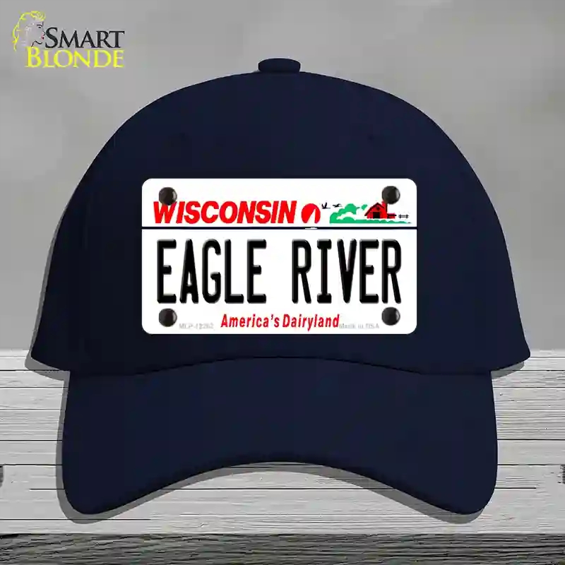 HAT20-MLP-12282 Wisconsin Eagle River Novelty License Plate Hat, Cotton - Navy