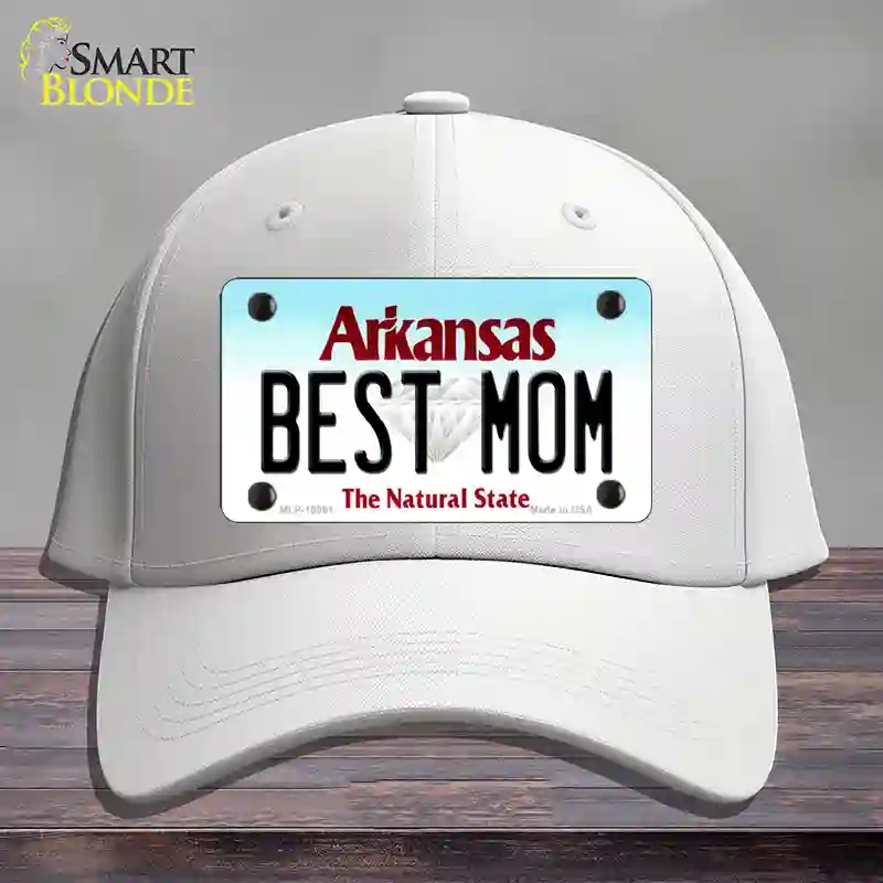 HAT21-MLP-10061 Best Mom Arkansas Novelty License Plate Hat, Cotton - White