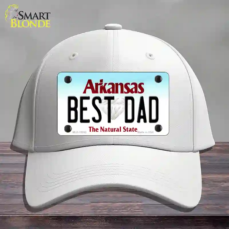 HAT21-MLP-10062 Best Dad Arkansas Novelty License Plate Hat, Cotton - White
