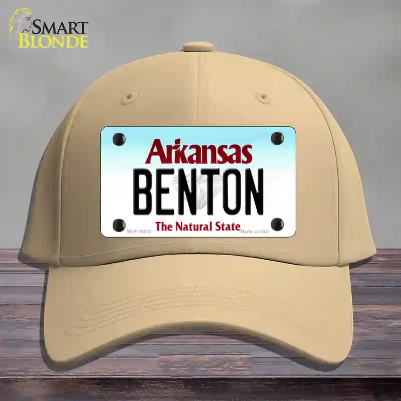 HAT22-MLP-10033 Benton Arkansas Novelty License Plate Hat, Cotton - Khaki