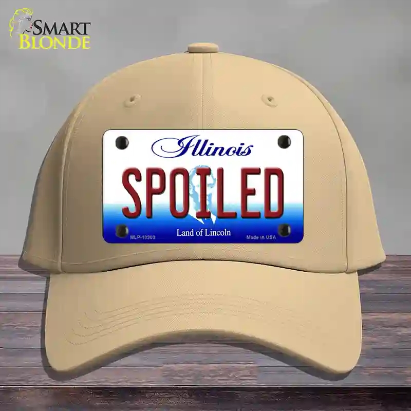 HAT22-MLP-10303 Spoiled Illinois Novelty License Plate Hat, Cotton - Khaki