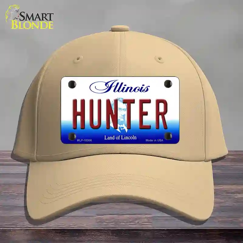HAT22-MLP-10306 Hunter Illinois Novelty License Plate Hat, Cotton - Khaki