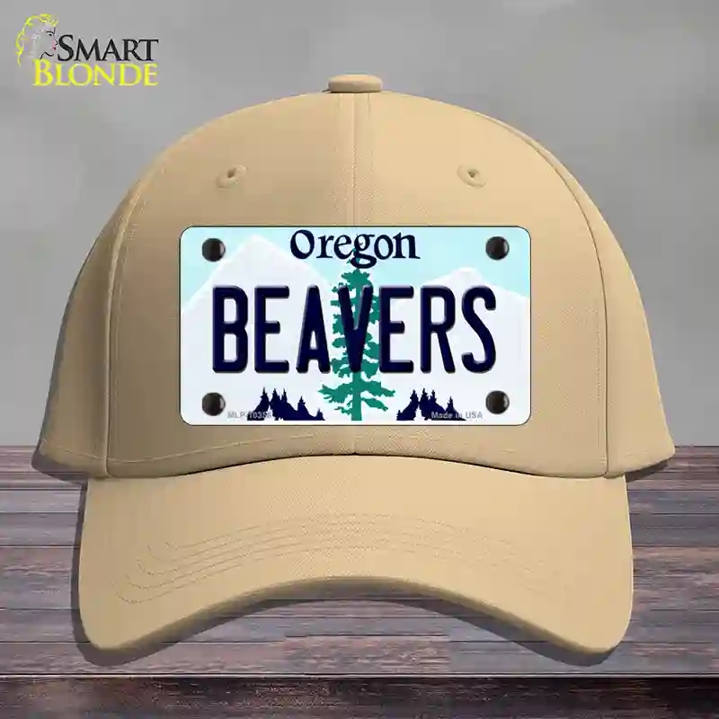 HAT22-MLP-10356 Beavers Oregon Novelty License Plate Hat, Cotton - Khaki