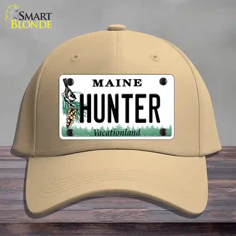 HAT22-MLP-10419 Hunter Maine Novelty License Plate Hat, Cotton - Khaki